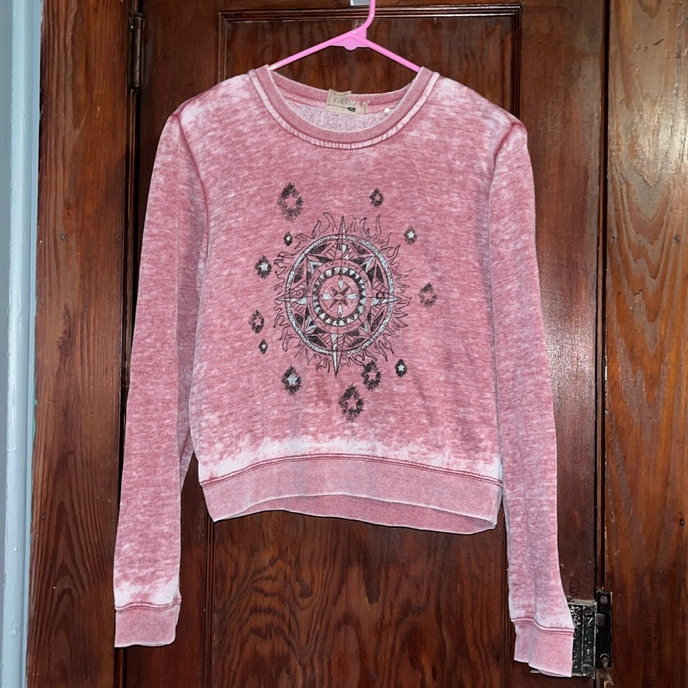 LA Hearts Cropped Sweatshirt with Aztec Design